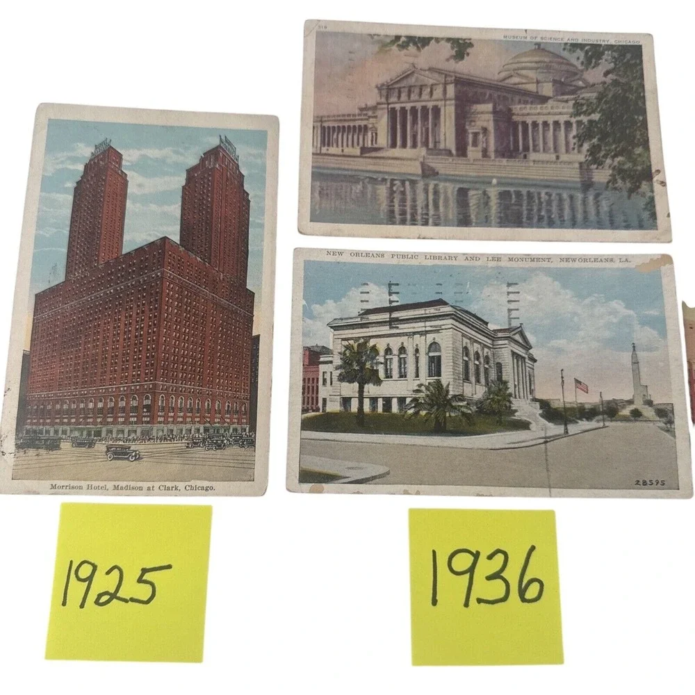 Lot of Postcards 1925-1945 U.S. Historic Buildings Landmarks Stamped 6 Total VTG